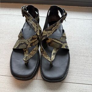 Black and Snake Print Women's Sandals